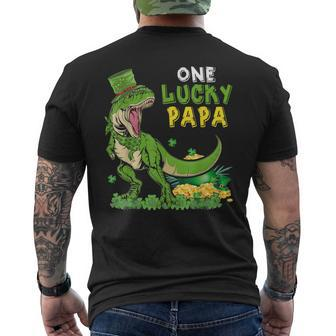 One Lucky Papa St Patricks Day T-Rex Leprechaun Men's T-shirt Back Print - Seseable