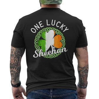 One Lucky Sheehan Irish Family Name Mens Back Print T-shirt - Seseable