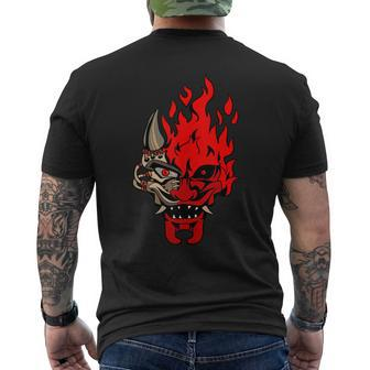 Onicyborg Cyberpunk Oni Samurai Evil Maskman Cool Streetwear Men's Back Print T-shirt | Mazezy