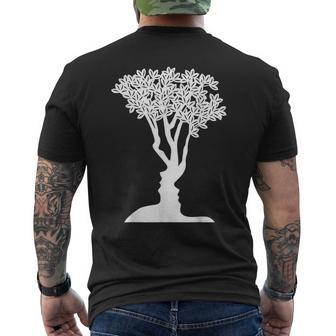 Optical Illusion Tree Man Woman Faces Men's Back Print T-shirt | Mazezy