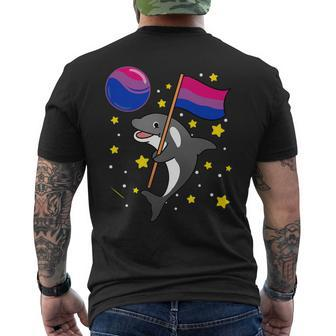 Orca In Space Bisexual Pride Men's Back Print T-shirt | Mazezy