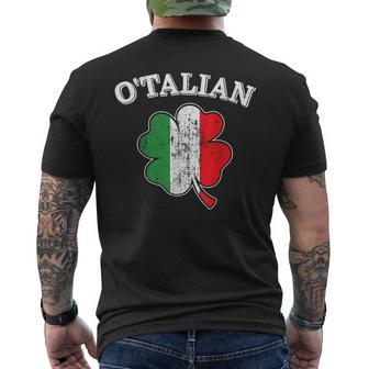Otalian Shamrock And Italy Flag For Italian St Patricks Day Men's Back Print T-shirt | Mazezy