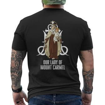 Our Lady Of Mount Carmel Marian Catholic Mens Back Print T-shirt | Mazezy