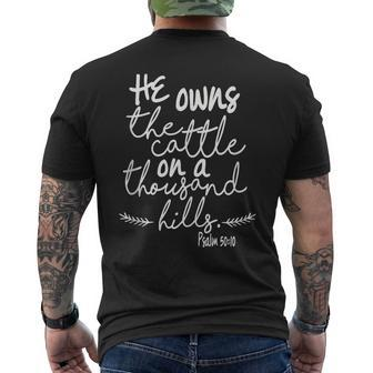He Owns The Cattle On A Thousand Hills Psalm 5010 Men's Back Print T-shirt | Mazezy