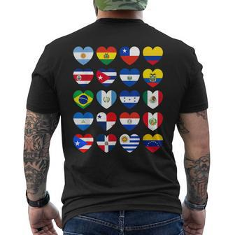 Hispanic Heritage Month Latino All Countries Heart Flags Men's Back Print T-shirt | Mazezy