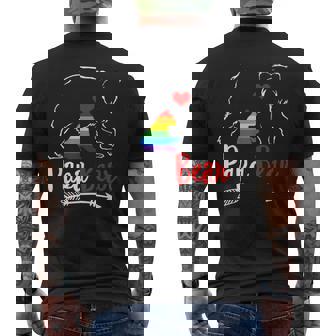 Papa Bear Proud Dad Daddy Ally Lgbtq Rainbow Flag Human Men's Back Print T-shirt | Mazezy