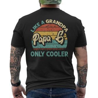 Mens Papa G Like A Grandpa Only Cooler Vintage Dad Fathers Day Men's T-shirt Back Print - Seseable