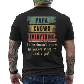 Mens Papa Knows Everything Grandpa Fathers Day Men's T-shirt Back Print - Seseable
