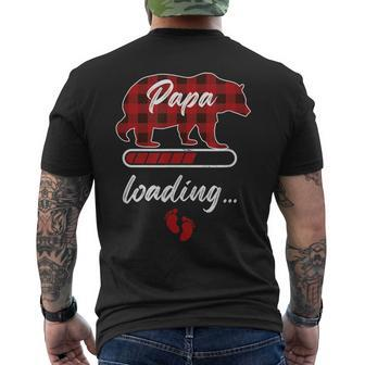 Papa Loading Dad Father Bear Buffalo Vintage Plaid Pattern Mens Back Print T-shirt | Mazezy