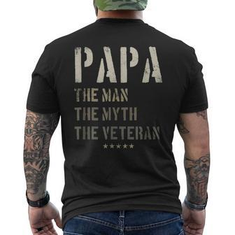 Papa Man Myth Veteran Fathers Day For Military Veteran Men's T-shirt Back Print - Seseable