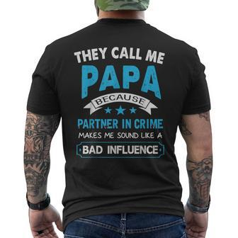 Papa Partner In Crime Grandpa Gifts From Grandchildren Mens Back Print T-shirt | Mazezy