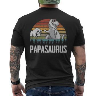 Papasaurus Papa Dinosaurs Bump Fist Fathers Day Men's T-shirt Back Print - Seseable