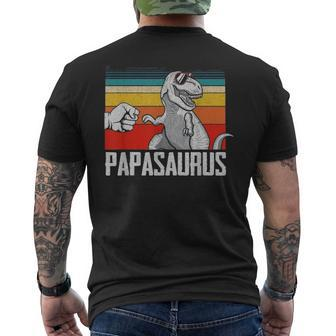 Papasaurus Papa Dinosaurs Dad & Baby Fathers Day Men's T-shirt Back Print - Seseable
