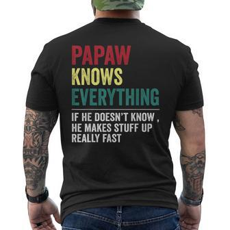 Papaw Know Everything Fathers Day For Grandpa Men's T-shirt Back Print - Thegiftio UK