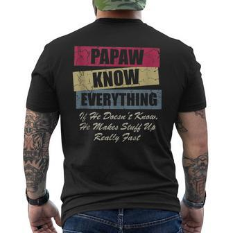 Papaw Knows Everything If He Doesnt Know Fathers Day Men's T-shirt Back Print - Thegiftio UK