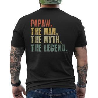 Mens Papaw Man Myth Legend For Dad Fathers Day Gif Men's Back Print T-shirt | Mazezy