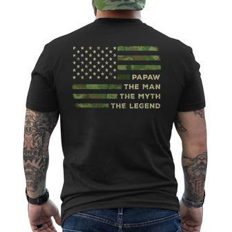 Papaw The Man The Myth The Legend Camo Us Flag Fathers Day Gift For Mens Mens Back Print T-shirt - Seseable