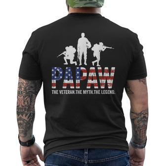 Papaw The Veteran The Myth The Legend Dad Daddy Father Sday Mens Back Print T-shirt - Seseable