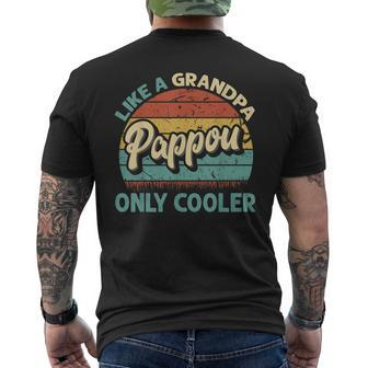 Mens Pappou Like A Grandpa Only Cooler Vintage Dad Fathers Day Men's T-shirt Back Print - Seseable