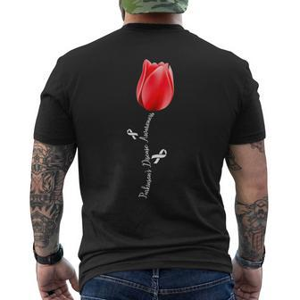 Parkinson Disease Awareness Tulip April Month Men's Back Print T-shirt | Mazezy