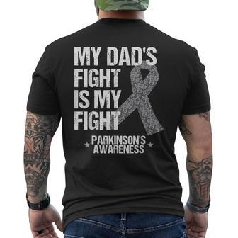 Parkinsons Disease Awareness DadS Fight Silver Ribbon Men's T-shirt Back Print - Thegiftio UK