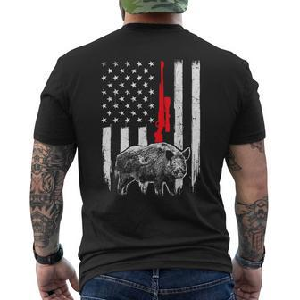 Patriotic American Usa Flag - Boar Hunting Wild Hog Hunter Men's Back Print T-shirt | Mazezy