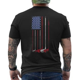Patriotic Golf Usa Flag Golf Golfer Dad Grandpa Golf Club Men's T-shirt Back Print - Seseable