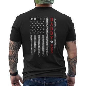 Patriotic Mens Promoted To Daddy Est 2023 First Time Dad Men's T-shirt Back Print - Seseable