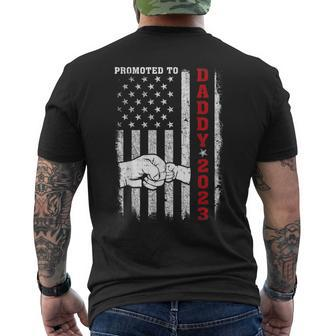 Patriotic Mens Promoted To Daddy Est 2023 First Time Dad V2 Men's T-shirt Back Print - Seseable