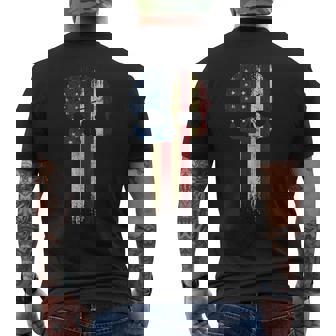 Patriotic Skull Usa Military American Flag Proud Veteran Men's T-shirt Back Print | Seseable CA