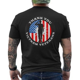 Patriotic Veteran Us Flag - Thank You Vietnam Veterans Men's T-shirt Back Print - Seseable