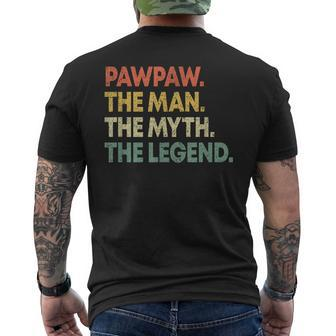 Pawpaw The Man The Myth The Legend Fathers Day Grandfather Gift For Mens Mens Back Print T-shirt - Seseable