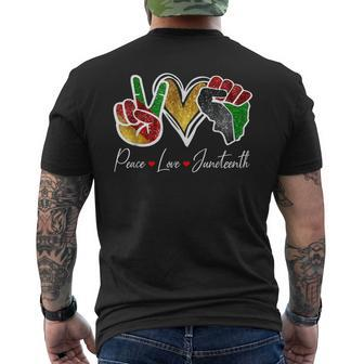 Peace Love Junenth Black Pride Freedom Day 1865 June 19Th Men's T-shirt Back Print - Thegiftio UK