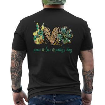 Peace Love Pattys Day St Patricks Day Men's T-shirt Back Print - Thegiftio UK
