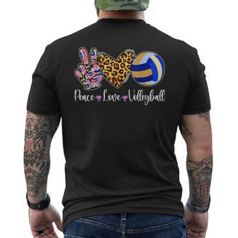Peace Love Volleyball Leopard Volleyball Player Men's Back Print T-shirt | Mazezy
