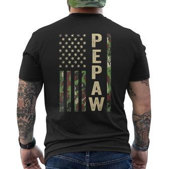 Pepaw American Military Camouflage Flag Gift Fathers Day Gift For Mens Mens Back Print T-shirt | Mazezy