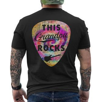 Personalized This Grandpa Rocks Fun Tie Dye Guitar Pick Men's Back Print T-shirt | Mazezy