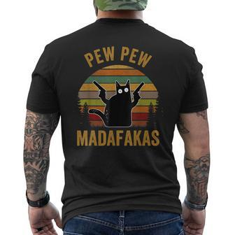 Pew Madafakas Pew Guns Black Cat Retro Vintage Men's T-shirt Back Print - Seseable