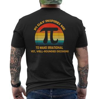 Pi Day Inspires Me To Make Irrational Vintage Sun Math Love Men's T-shirt Back Print - Seseable