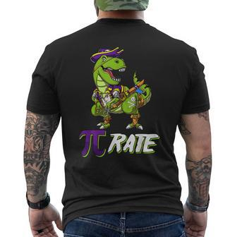 Pi Day Rate Pirate Lovers Math Geek T Rex Dinosaur Men's T-shirt Back Print - Seseable