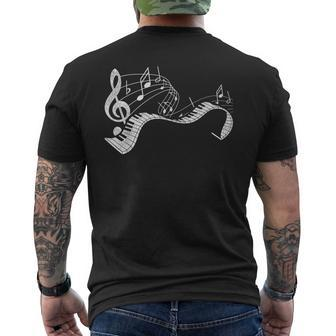 Pianist Music Notes Treble Clef Piano Player Keyboard Piano Men's Back Print T-shirt | Mazezy