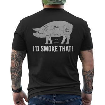 Pig Id Smoke That Bbq Grilling Fathers Day Smoking Meat Men's T-shirt Back Print - Seseable