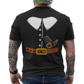 Pilgrim Costume Hat Colonist Thanksgiving Turkey Day V2 Men's Back Print T-shirt | Mazezy