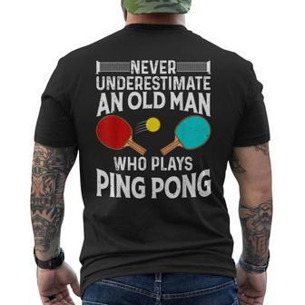 Ping Pong Men Dad Grandpa Table Tennis Player Men's Back Print T-shirt