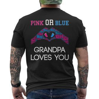 Pink Or Blue Grandpa Loves You Gender Reveal Men's T-shirt Back Print - Seseable