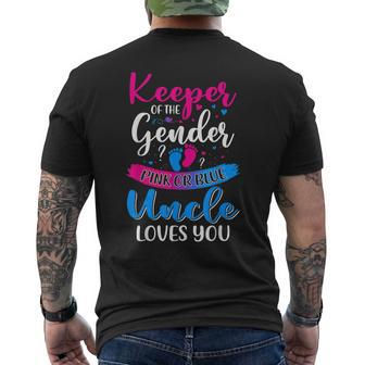 Pink Or Blue Uncle Loves You Keeper Gender Reveal Baby Mens Back Print T-shirt | Mazezy
