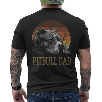 Mens Pitbull Dad Vintage Pit Bull Dog Father Lover Men's Back Print T-shirt | Mazezy
