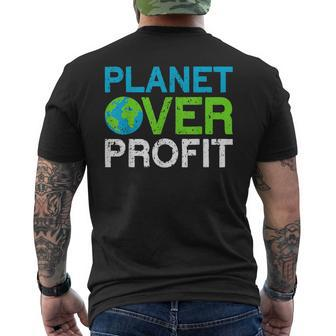 Planet Over Profit Climate Change Ns Earth Day Men's Back Print T-shirt | Mazezy