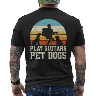 Play Guitars Pet Dog Retro Music Guitarist Animal Lover Men's T-shirt Back Print - Seseable