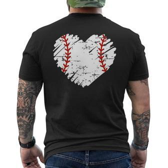 Pocket Baseball Heart Cute Softball Men Women Mom Dad Boys Men's Back Print T-shirt | Mazezy